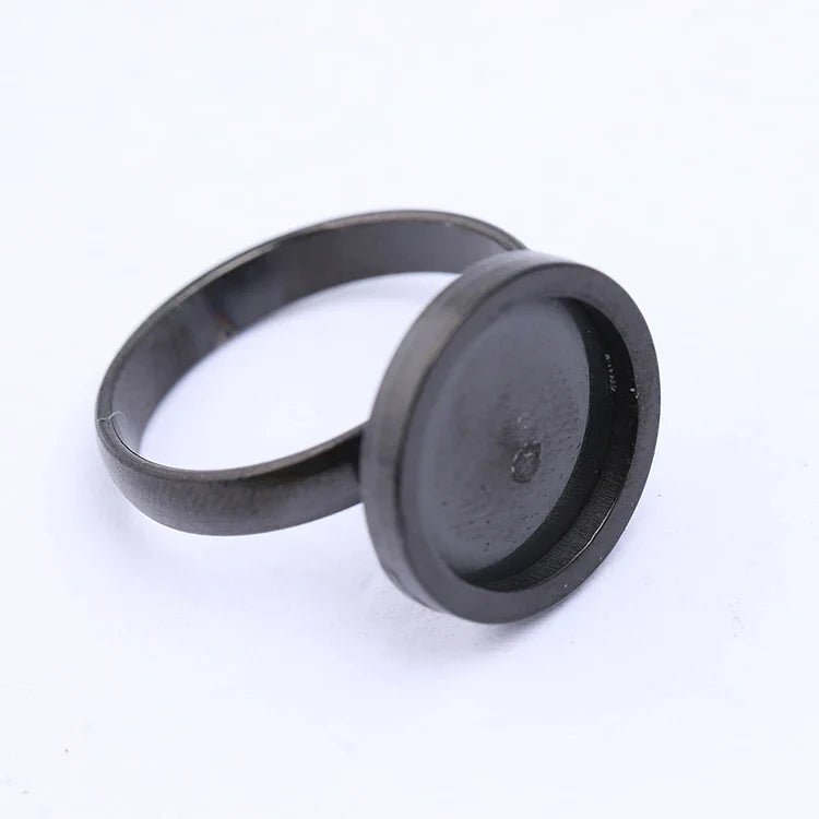 onwear 10pcs rose gold plated Fitting 12mm round cabochon ring blanks adjustable stainless steel base setting diy jewelry bezels