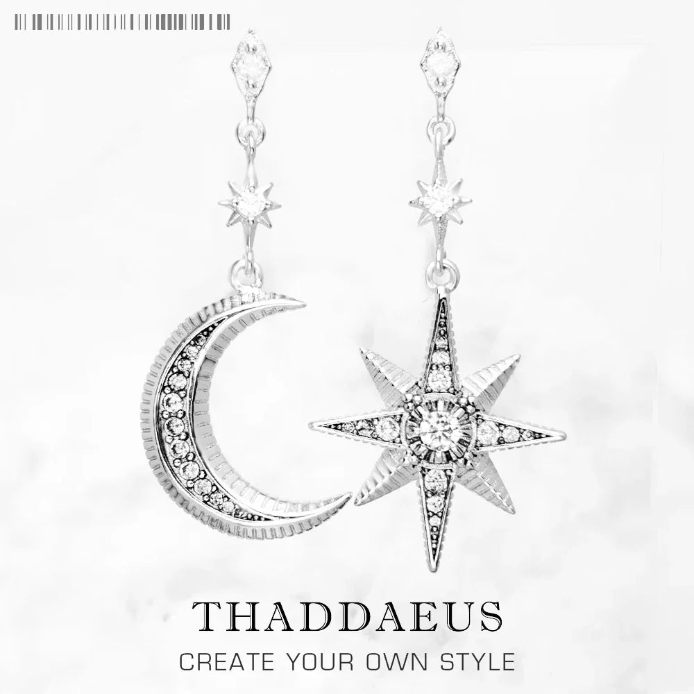 Magical Star & Moon Drop Earrings,Europe Fashion Jewelry For Women,Summer New Sterling Silver 925 Vintage Gift