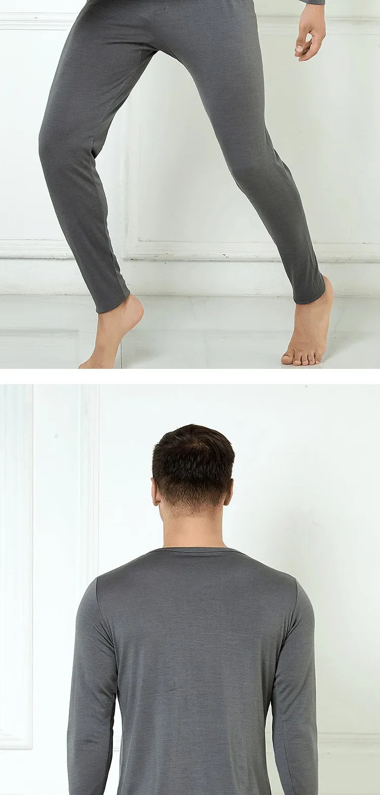 100% Merino Wool Base Layer Set Men 150G Winter Merino Wool Thermal Underwear Sets Lightweight Long Sleeve Top Bottom Pants