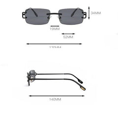 Sunglasses For Women Men Small Square Gold Frame Brand Design Tea Shades