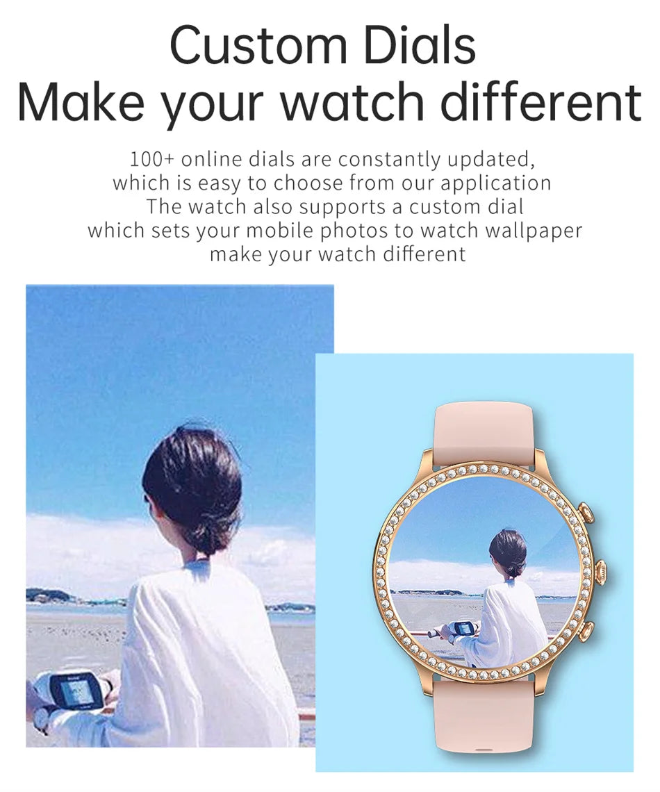 Women Smart Watch Double Strap Heart Rate Sleep Monitoring Wireless Call Voice Assistant Waterproof Smartwatch For Android IOS