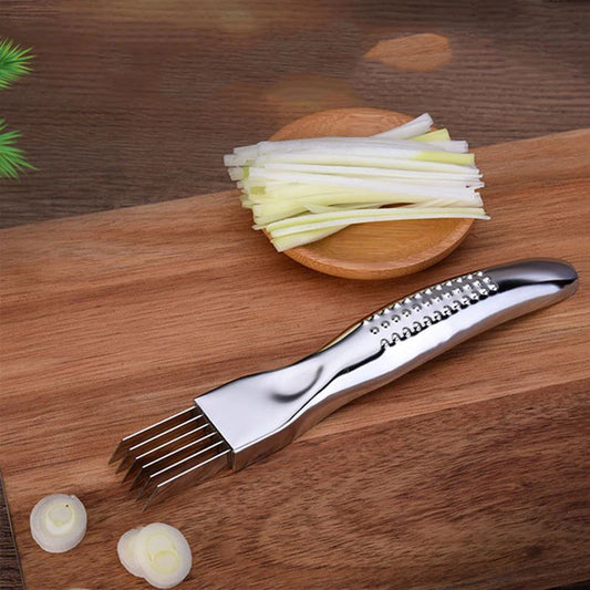 Stainless Steel Chopped Green Onion Knife, Curved Handle Design, Food Speedy