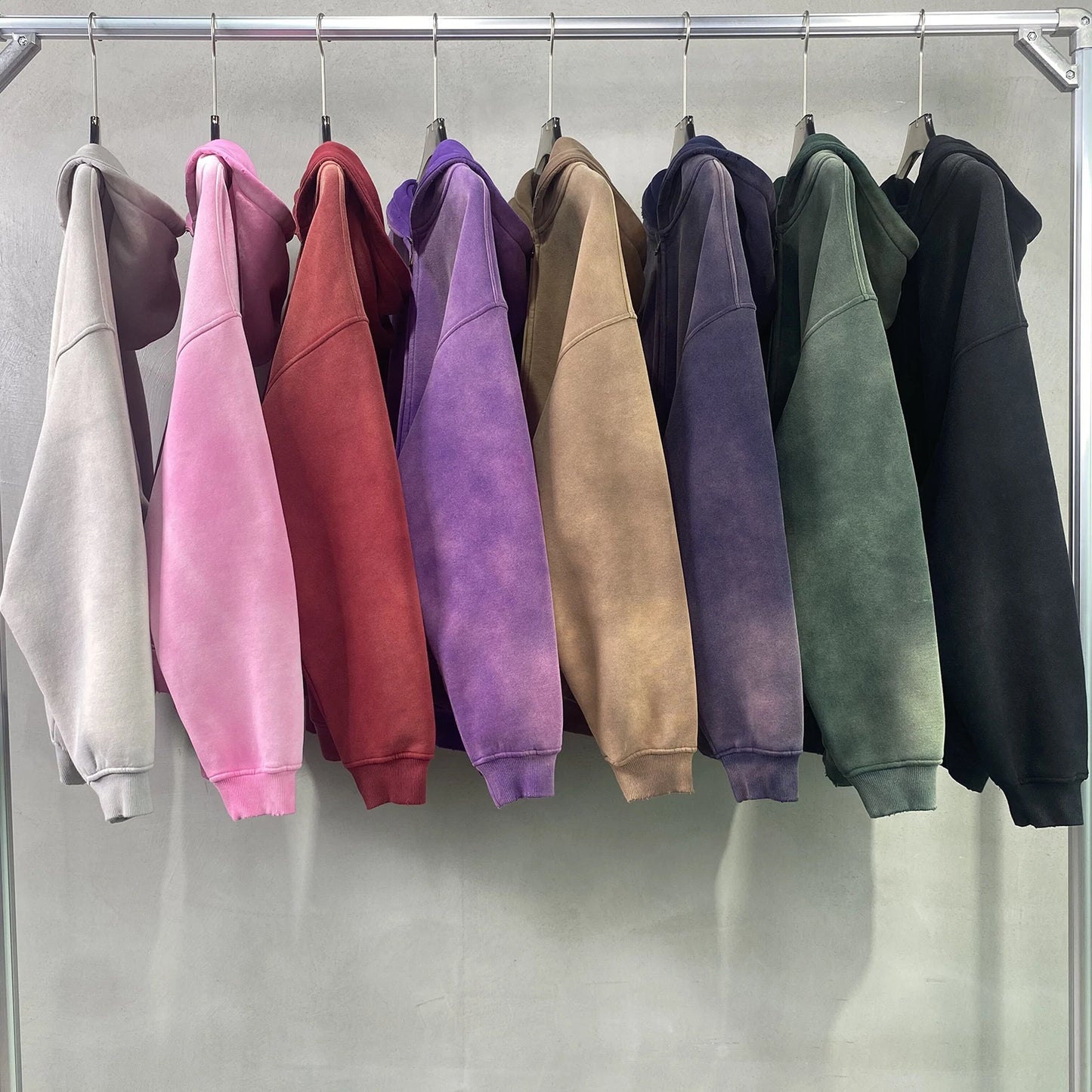 Men's Oversize Long Sleeve Washed Double Zipper Cardigan Hoodies Loose Plus  Winter