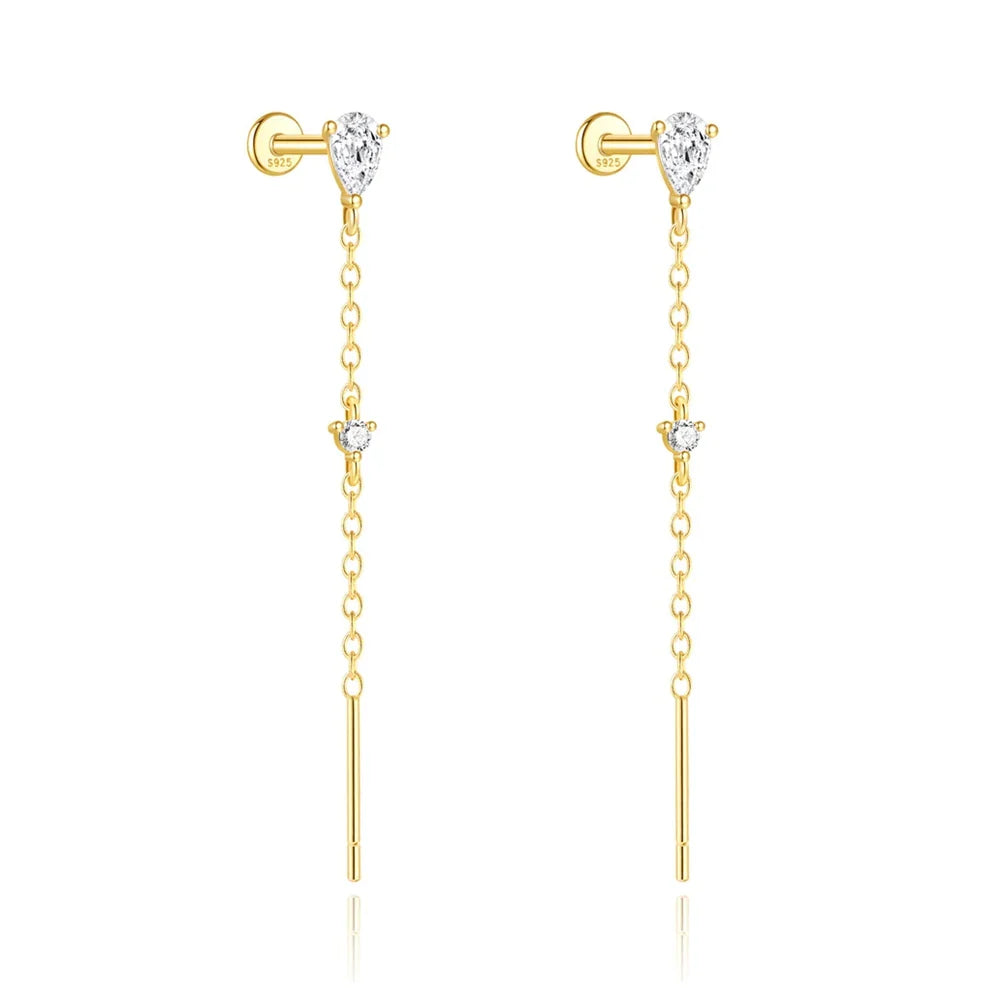 Aide 925 Sterling Silver Long Chain Tassel Baroque Irregular Pearl Dangle Earrings for Women C Shape Earrings Jewelry Pendientes