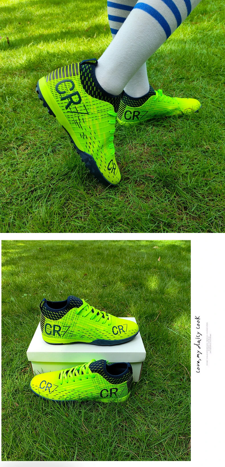 Men Soccer Shoes Turf Indoor Long Spikes High Ankle Football Field Boots