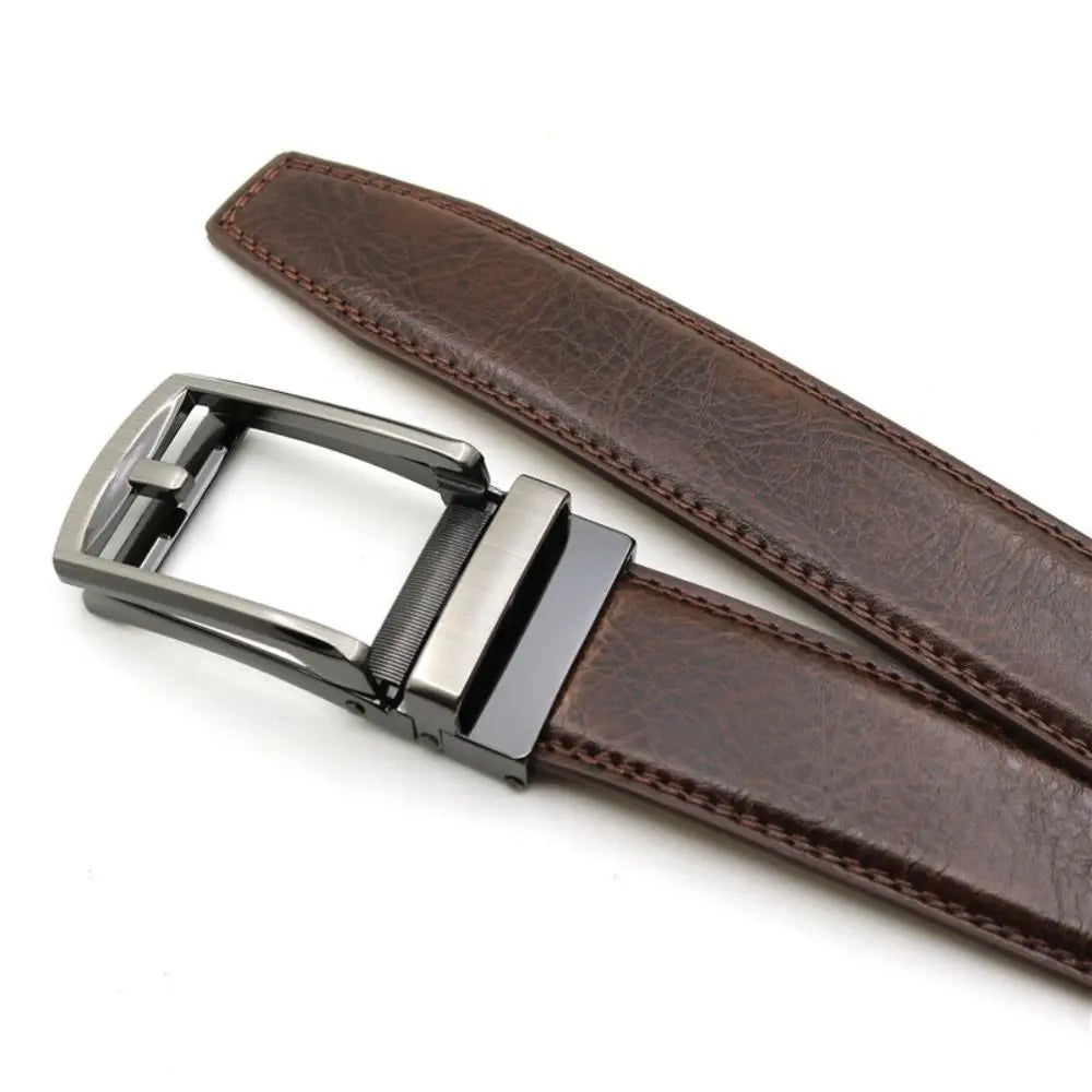 Men's Click Belt Automatic Buckle 110cm 120cm 130cm Comfort Leather Ratchet Dress with Slide Buckle Adjustable Trim