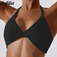 Bras Solid Halter Neck High Elastic With Removable Padded Gym Crisscross