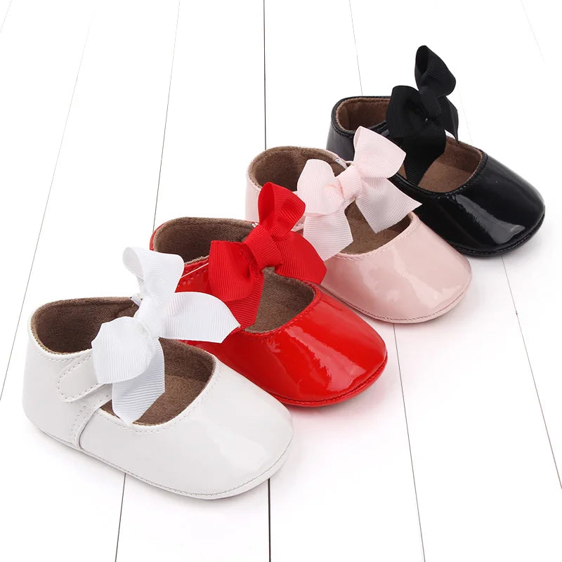 Baby Girl Princess Shoes PU and TPR Anti-slip Cute Bowknot Toddler