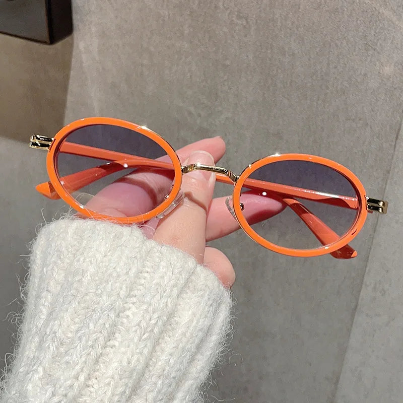 Men Sunglasses Vintage Semi-Metal Women Gradient