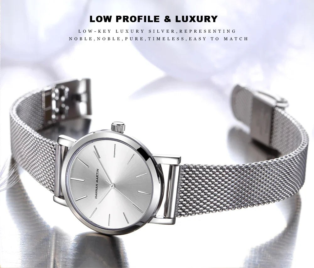 Hannah Martin Luxury Brand Quartz Watch Life Waterproof Women Watch Fashion Women Classic Simple Design Clock Gifts Reloj Mujer