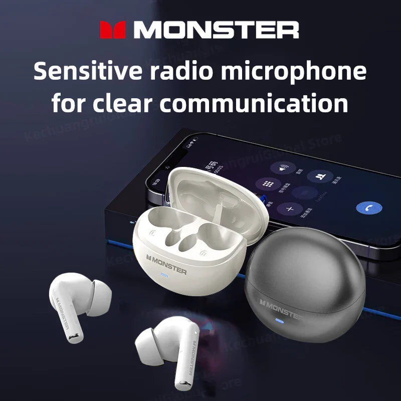 Monster MQT39 Wireless Bluetooth 6.0 Earphones TWS Hifi Stereo Headphones Noise Reduction Gaming Earbuds Sports Headset With Mic