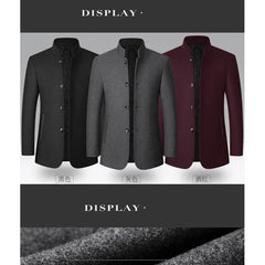 Brand Winter Coat Men Chinese Style Stand Collar Solid Coats for Men