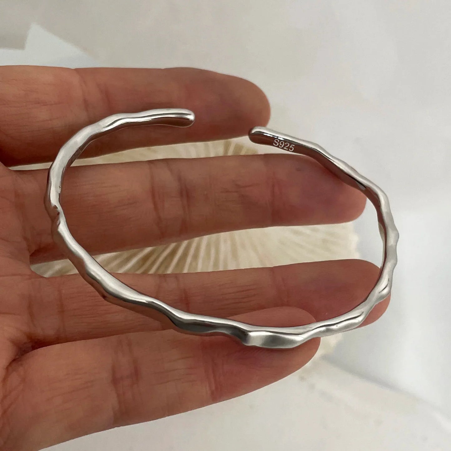 100% Solid 925 Sterling Silver Metal Bracelet for Women Men Vintage Handmade Simple Birthday Gift S-B451