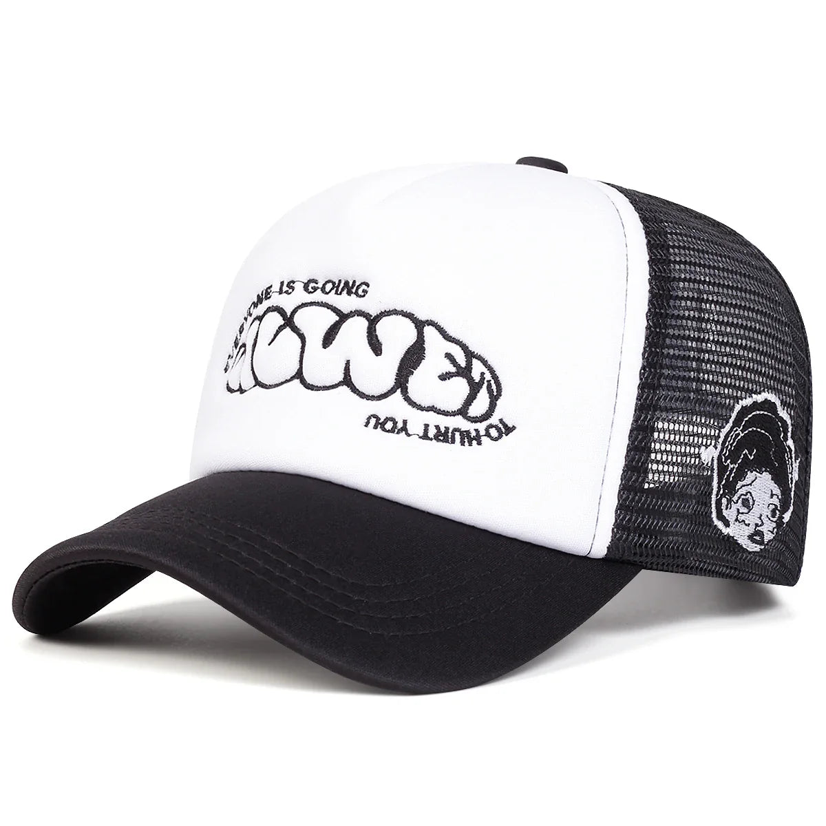 Unisex EVERYONE IS GOING Embroidery Baseball Net Caps Spring and Summer Outdoor Adjustable Casual Hats Hip Hop Hat Sunscreen Hat