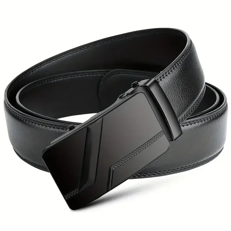 Fashion Automatic Buckle Belt for Men Famous Brand Business Belt Men PU Leather Waist Straps Black Male Jeans Belts for Men