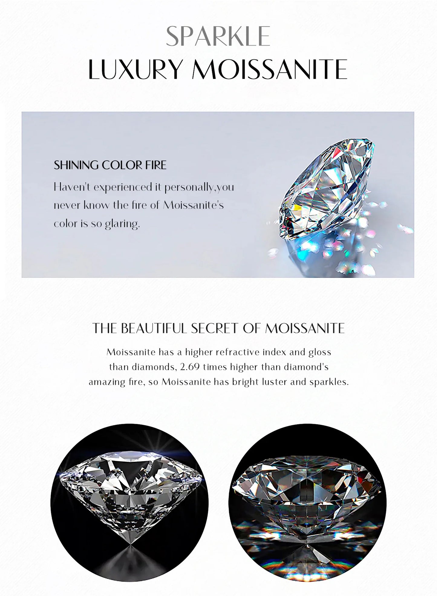 MODIAN Round Moissanite Ear Buckles Lab Diamond 925 Sterling Silver Engagement & Wedding Hoop Earrings for Women Jewelry Gifts