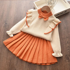 Casual Girls Dress Knitting Kids Suit Winter Long Sleeves