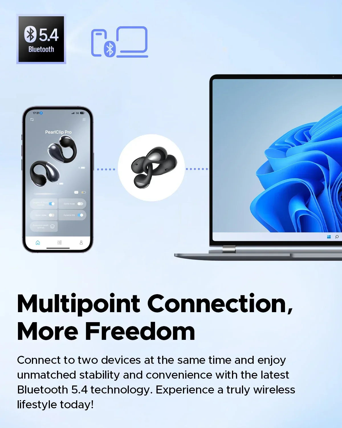 2026 Wireless Headset Bluetooth 5.4 Earplug Earphone PearlClip Pro Supports AI ENC clear Call Multipoint Connection And IPX5.