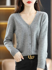 Women's Sweater Spring Autumn Cardigans V-neck Single Breasted Short Slim