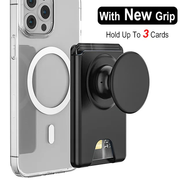 Grippopso Universal Magnetic Wallet With Expanding Phone Grip,Phone Card Holder Solid SocketWallet For IPhone Samsung Wallets