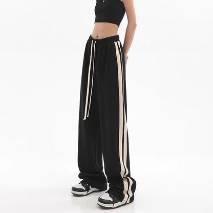Striped Joggers Sweatpants Bf Hip Hop Women High Waist Wide Leg Sports Pants