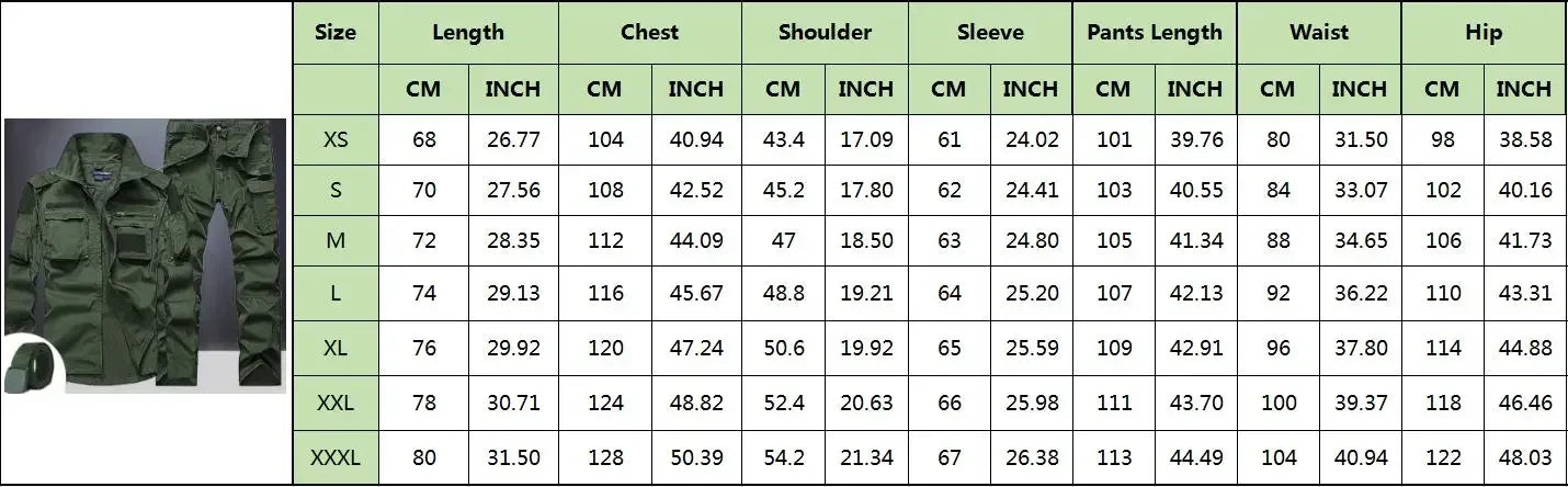 Summer Tactical Sets Mens Outdoor Breathable Multiple Pockets Combat Training  Long Sleeve Shirts Cargo Pants Suits Male