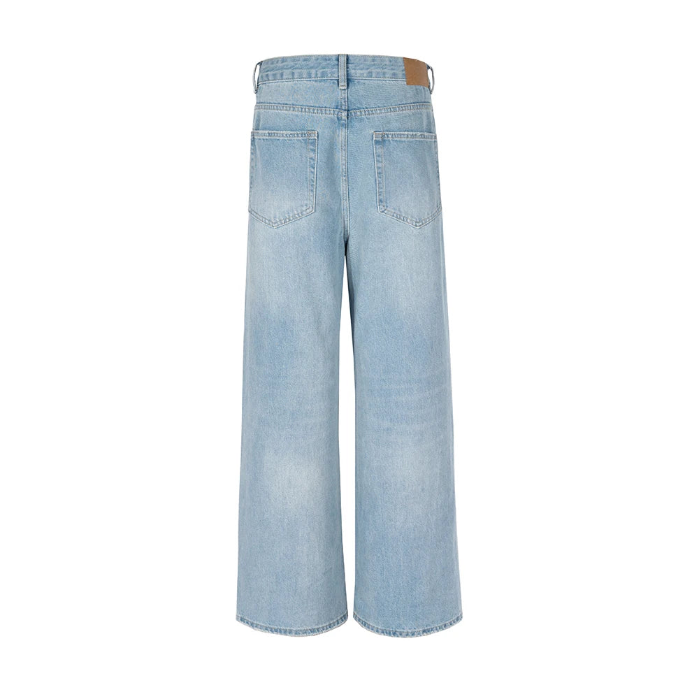 Streetwear Wide Leg Baggy Hole Cut Washed Jeans Unisex Straight Y2K Ripped Flare