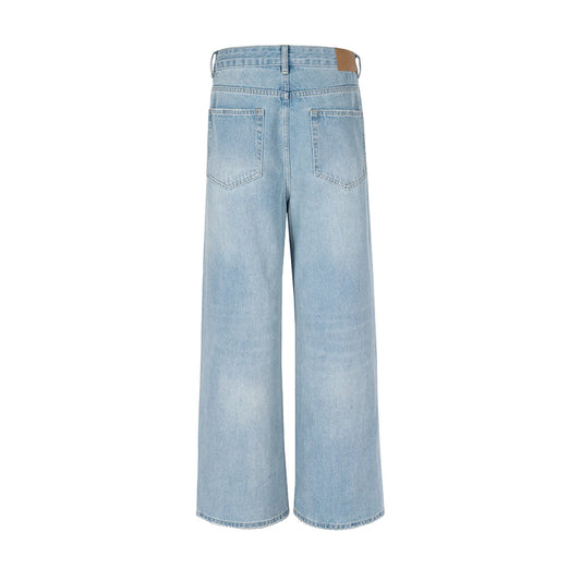Streetwear Wide Leg Baggy Hole Cut Washed Jeans Unisex Straight Y2K Ripped Flare