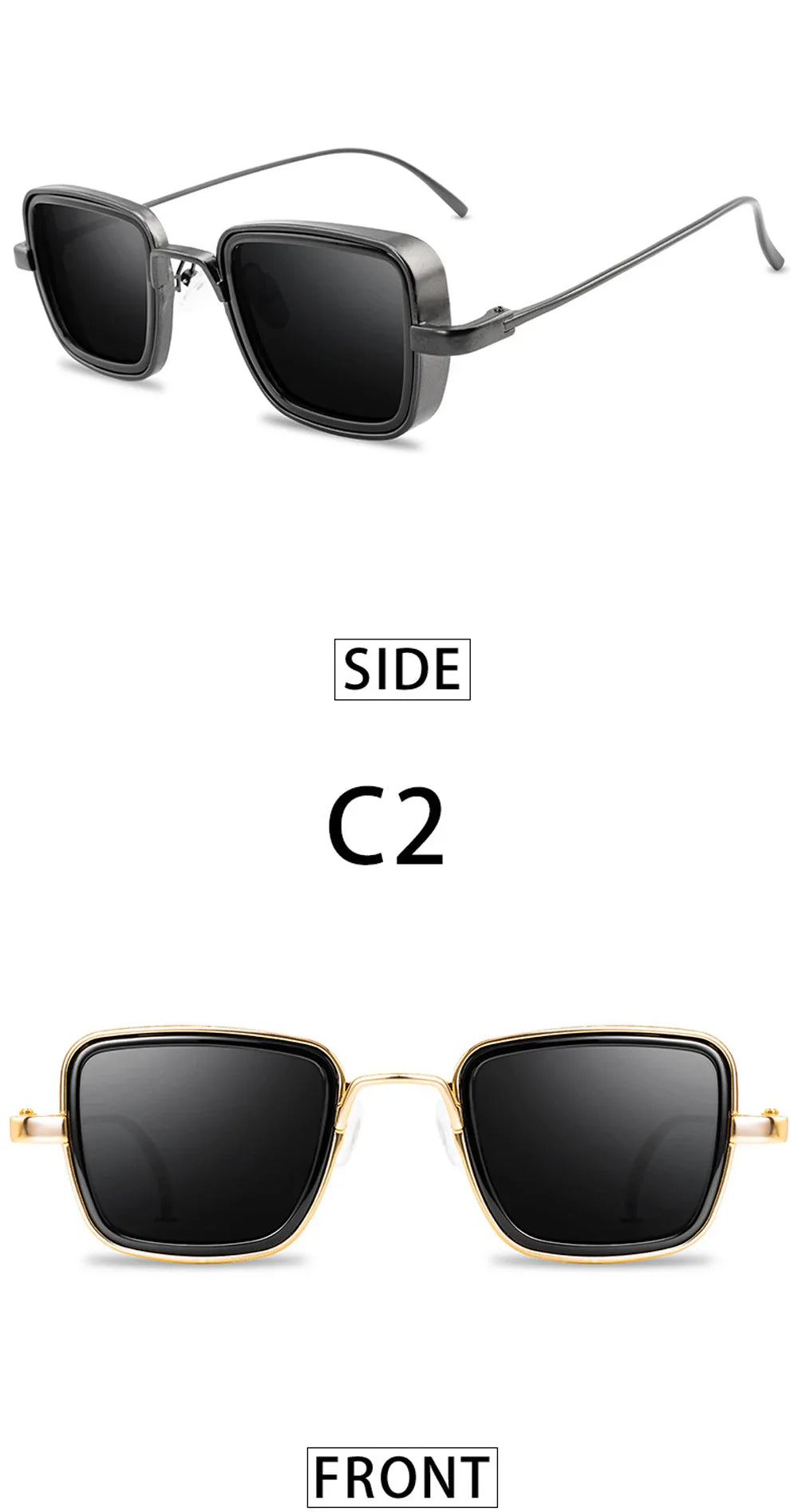 Stylish Retro Brand Shades Men Women Sun Glasses UV400 Square Vintage Metal Steampunk Sunglasses