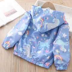 2023 Kid Autumn Jacket Coat Baby Girl Rainbow Unicorn Jackets Toddler Girls Clothes