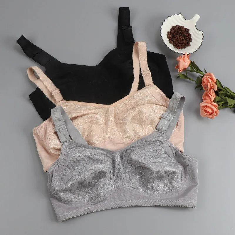 Black Big Women Bras Plus Size Lace Bra For Women Unlined Full Coverage  Thin