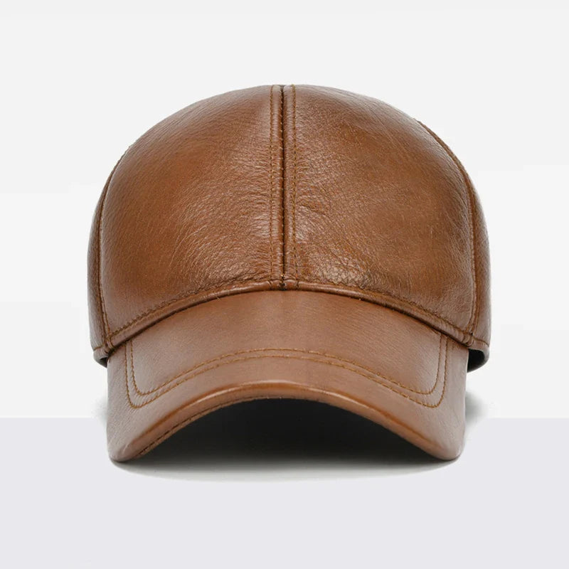 2026 Adjustable Men's Genuine Cowhide Leather Baseball Cap for Fall Winter Outdoor Sports Hat Men Real Cowhide Leather Caps