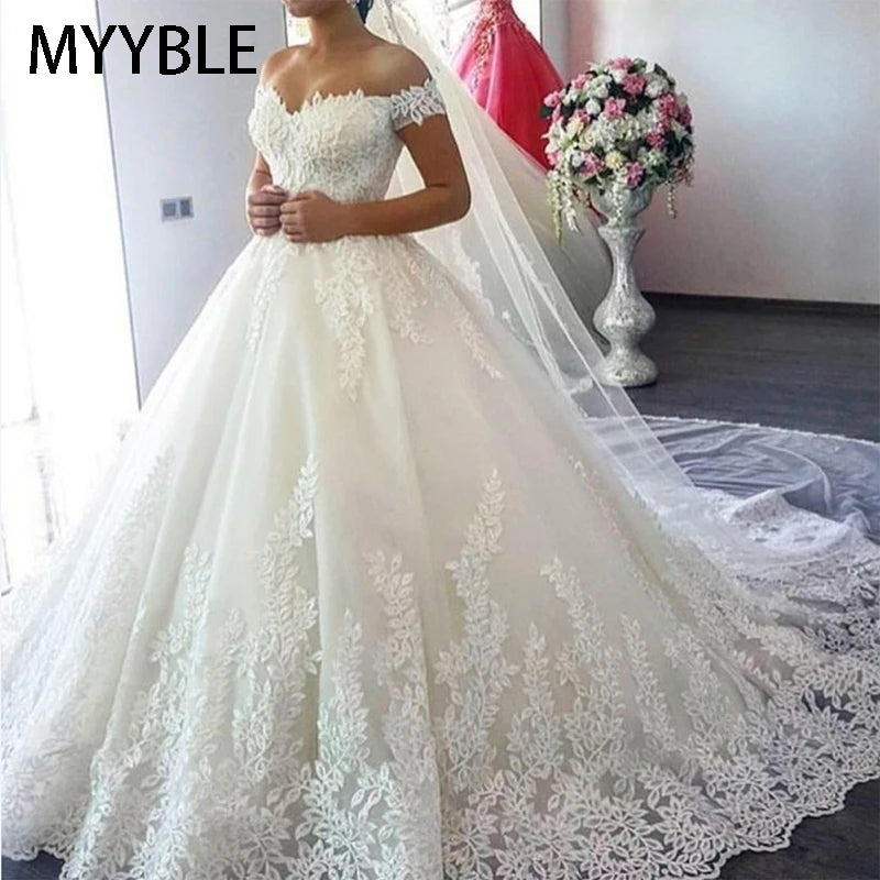 White Bridesmaid Dresses: White Off the Shoulder Plus Size Wedding Dress