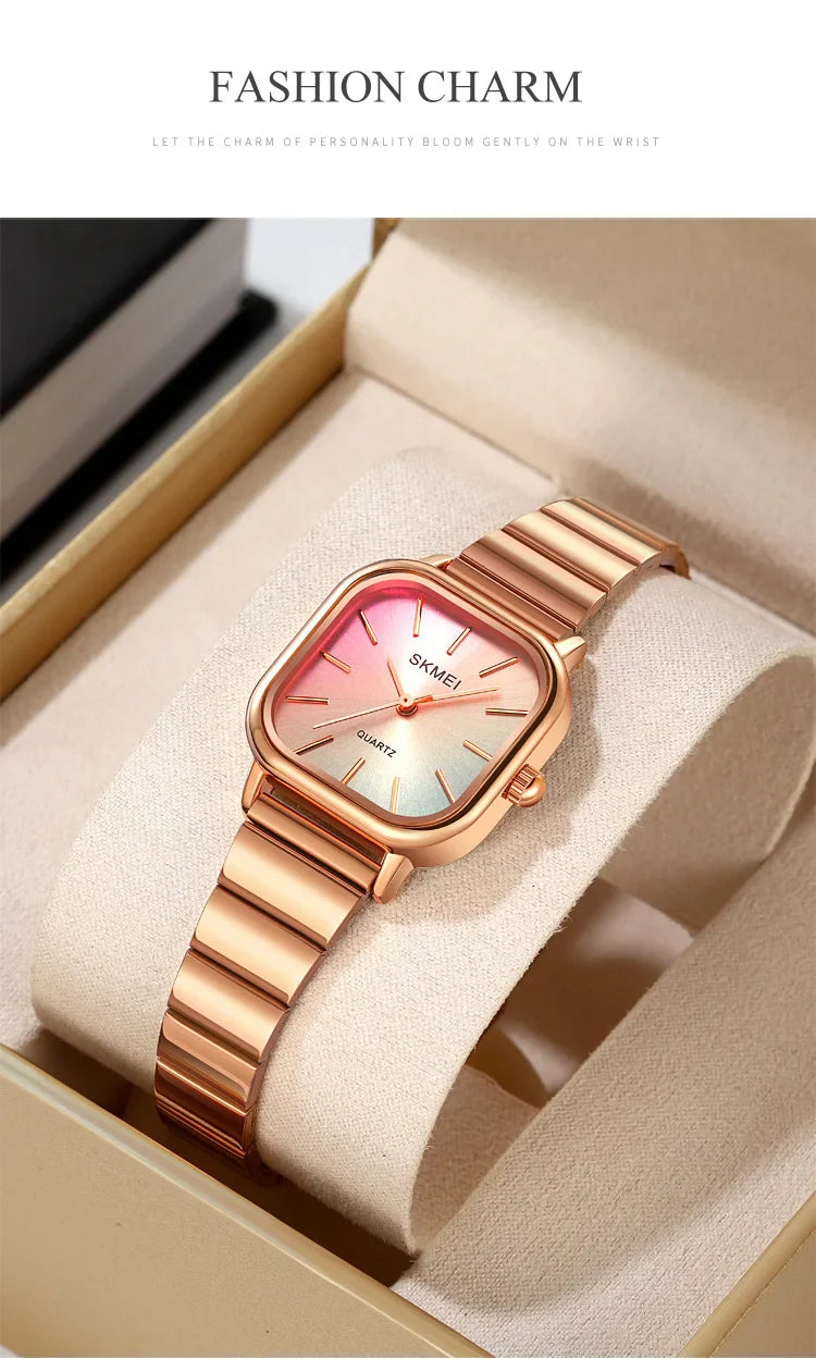 Skmei Women’s Bracelet Quartz Watches Luxury Stainless Steel Strap Waterproof Casual Analog Wristwatch Fashion Female Time