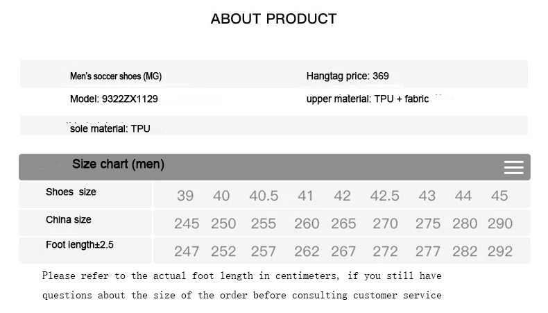 Man MG Soccer Shoes Artificial Grass Slip-Resistant Cushioning Training Football Shoes