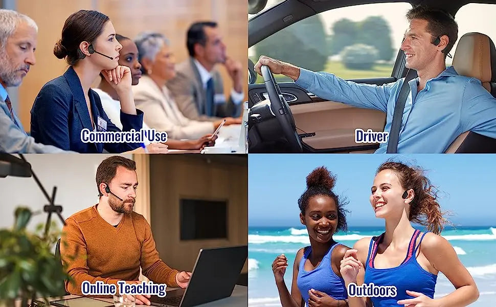 Open Ear Noise Cancelling Headset Wireless Bluetooth ENC Call Noise Elimination Computer Headphone Wireless with Boom Microphone