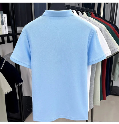 100% pure cotton short sleeved men's polo shirt summer fashion high-end brand pony embroidery golf top casual business T-shirt