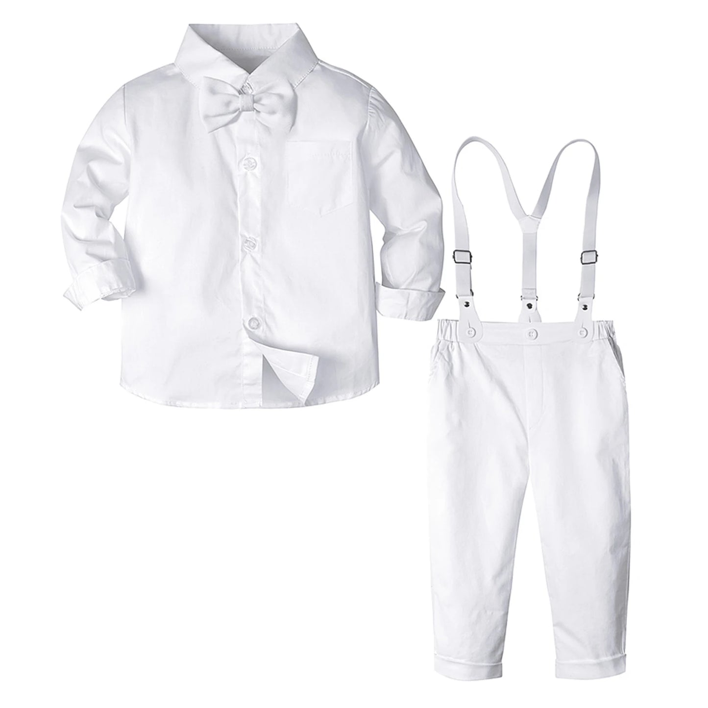 Suspenders Outfits Baby Boys Formal Clothing Sets Wedding Ring Bearer Clothes Kids Plaid Solid Suit Toddler Birthday Pants Set