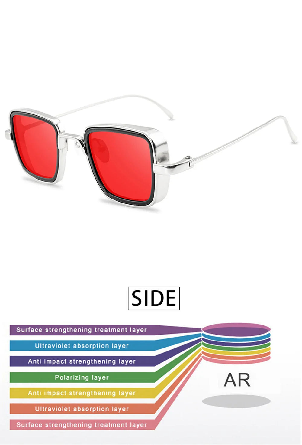 Stylish Retro Brand Shades Men Women Sun Glasses UV400 Square Vintage Metal Steampunk Sunglasses