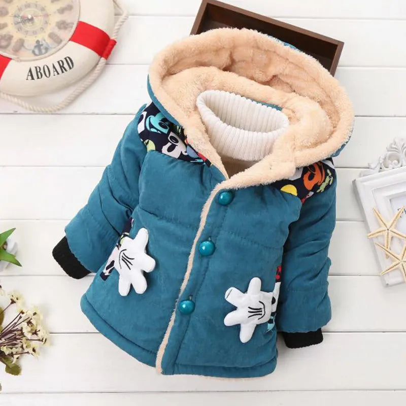 Winter Thick Jacket For Girls Boys Coats Christmas Casual Jacket Baby Kids Warm Coat 1 2 3 4 Yrs Children Hooded Outwear