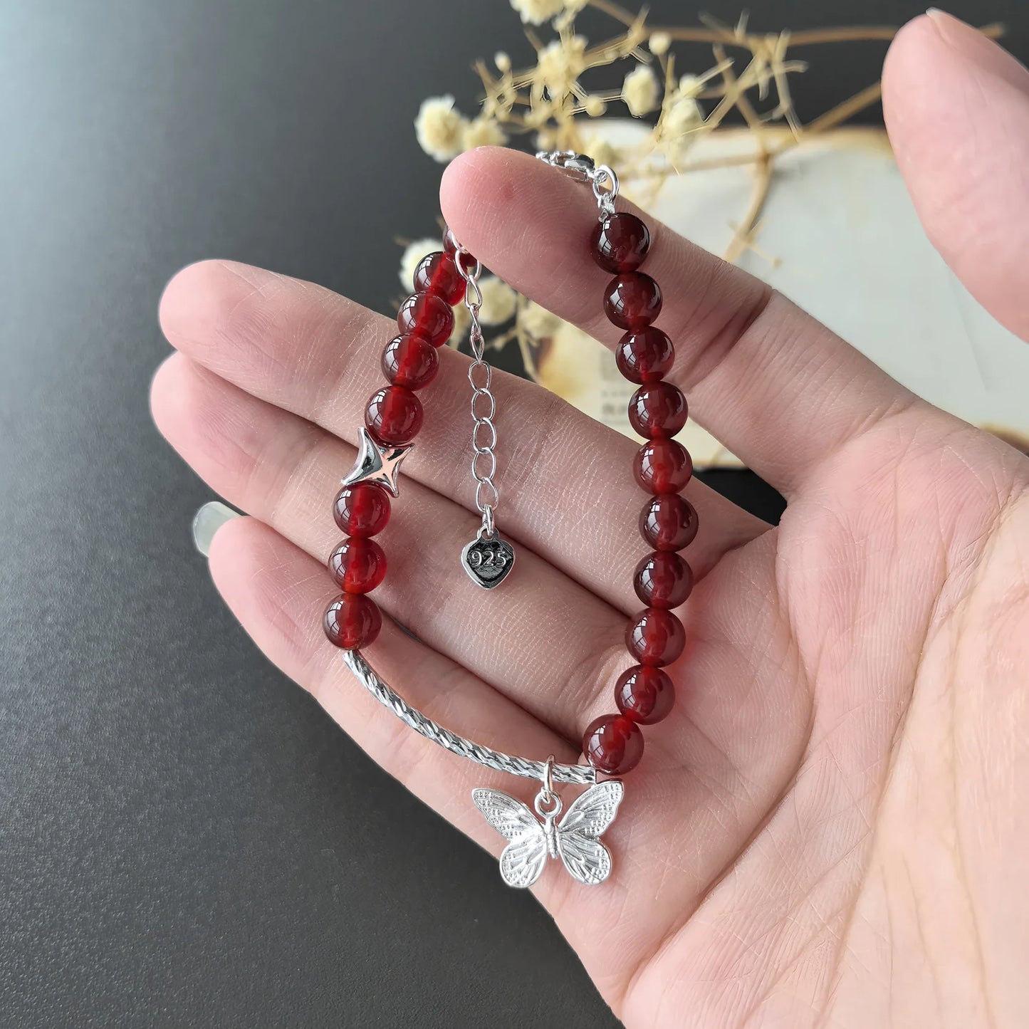 VENTFILLE 925 Sterling Silver Line Extremely fine Bracelet for Women Love Haert Bead Korean Ins Sweet Jewelry Gift Dropshipping