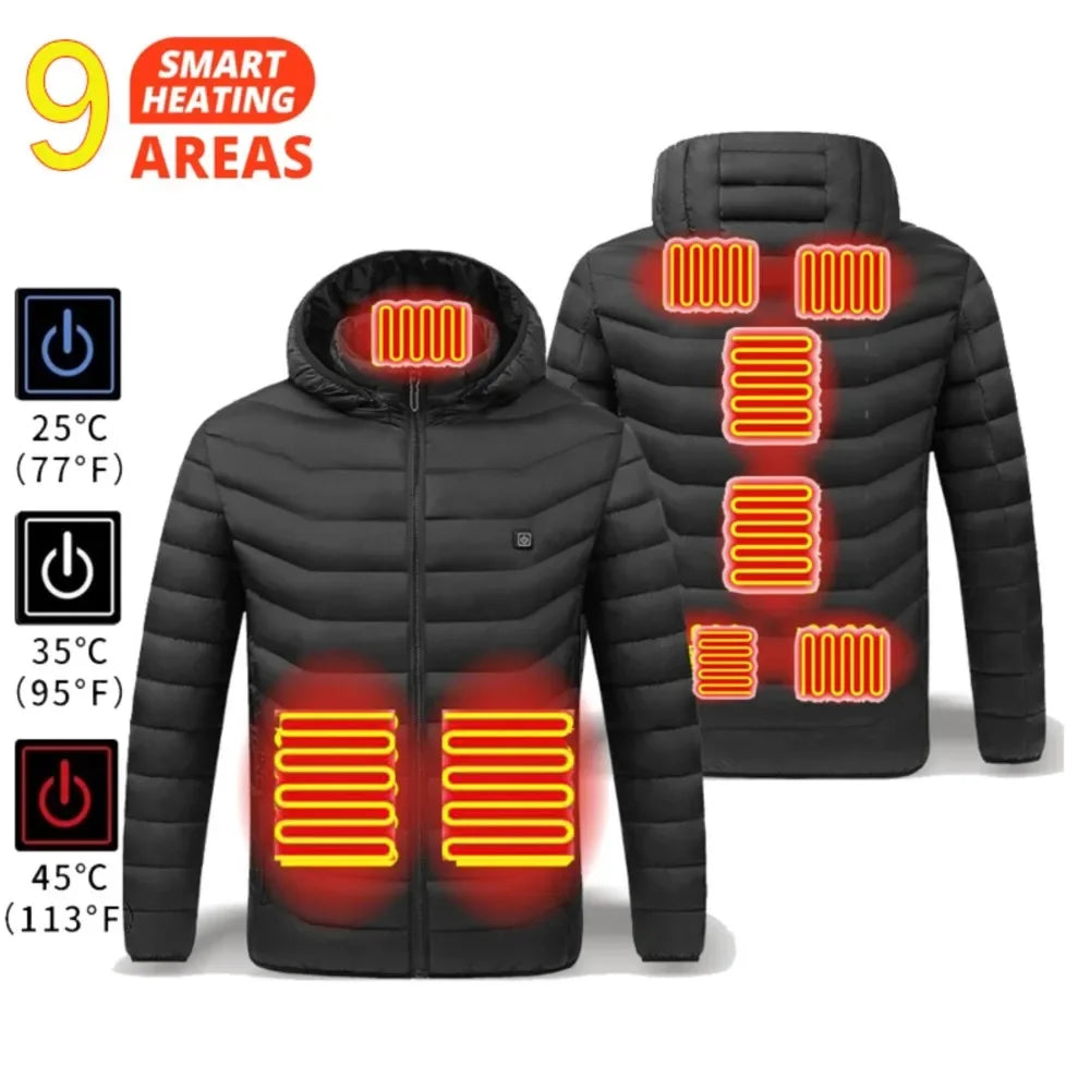 Heated Jacket Men Women USB Self Heated Clothing Washed Cotton Warm Coats