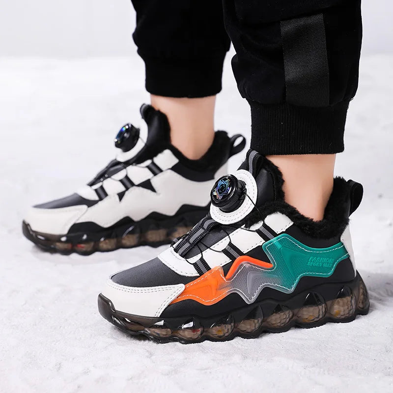 Winter Children Shoes Boys Sneaker Warm Plush Waterproof Kids Snow Shoes Fashion Outdoor School Sports Tennis Shoes for Boy