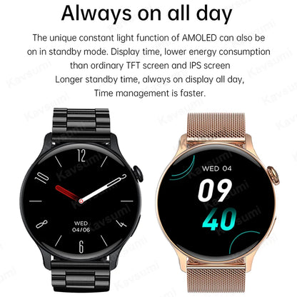 2025 NFC Smart Watch Amoled HD GPS Track Sports Heart Rate Bluetooth Call Waterproof Ladies Women Smartwatch For Women's Gift