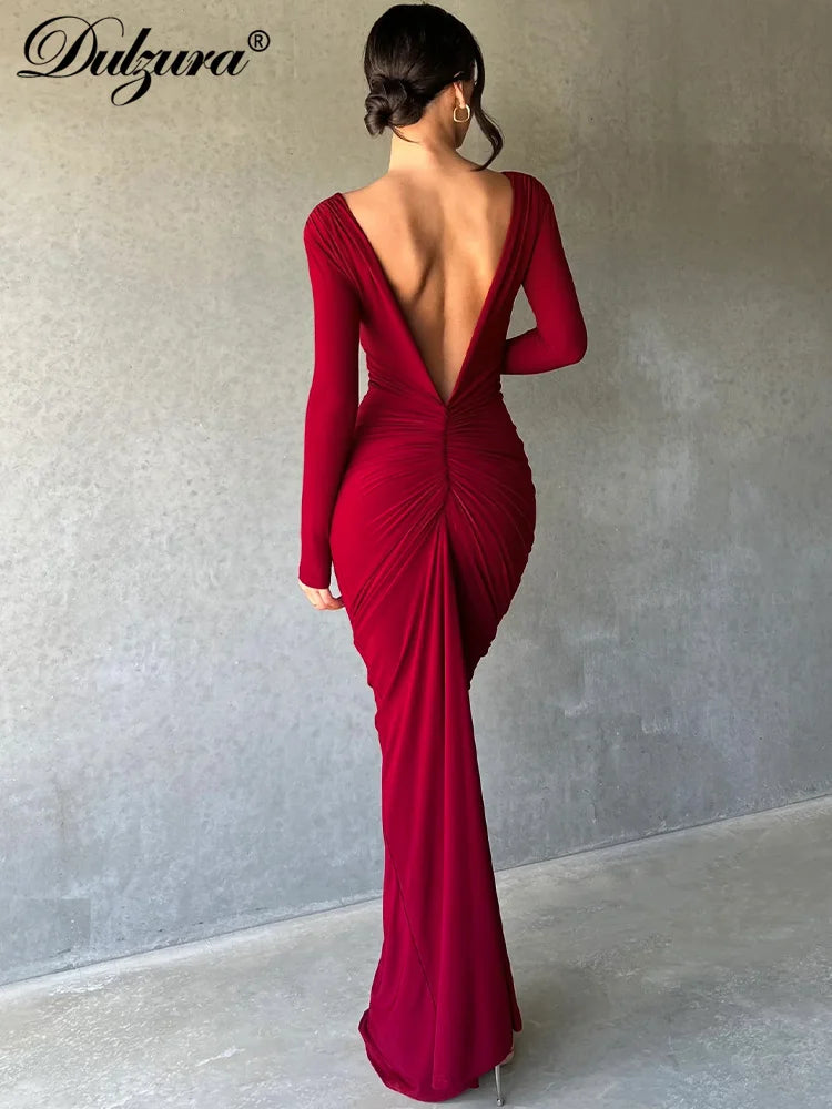 Formal attire Dresses: Maxi Body-Shaping Long Sleeve Evening Party Dress
