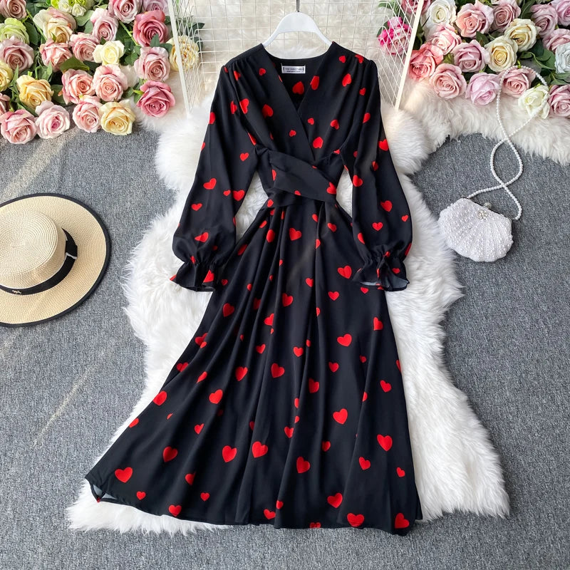 Evening wear Dresses: Women Long Sleeve Big Swing Party