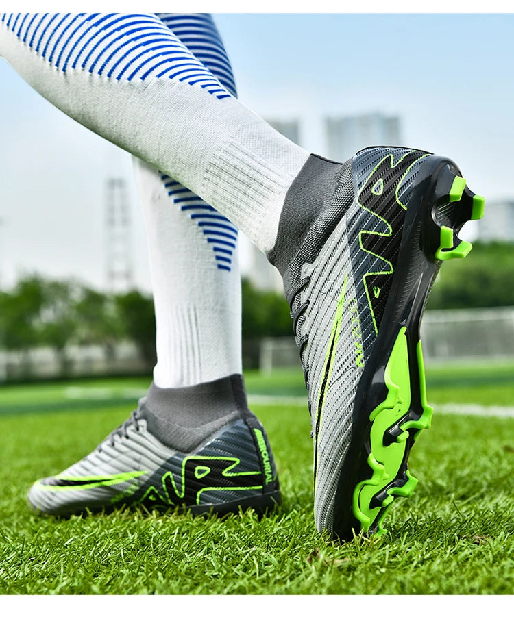Men Light Soccer Shoes Ankle Football Field Boots Outdoor Non-slip Grass
