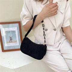 Mini Fashion Women'S Shoulder Bag Felt Solid Color Retro Underarm Bags