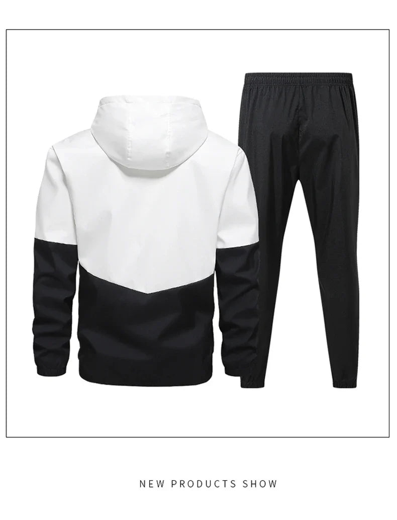 CHRLCK Men's Running Sportswear Suits Breathable Clothes Sports Joggers Training Gym Fitness Tracksuit Sets Men