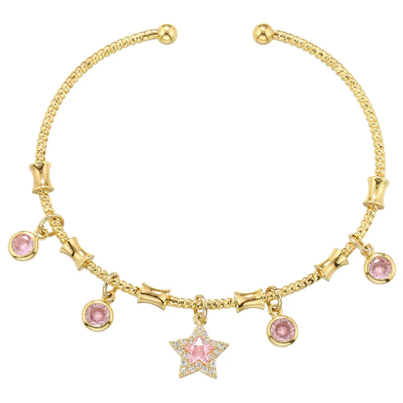 ZHUKOU candy charms bracelet for women Gold color romantic round charms bangles lady birthday gifts Man bracelet Jewelry VL338